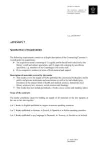 APPENDIX 2 Specification of Requirements
