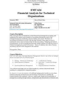 Financial Analysis for Technical Organizations