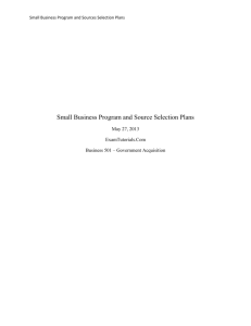 Small Business Program and Sources Selection Plans Small