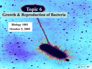 Topic 6. Growth & Reproduction of Bacteria