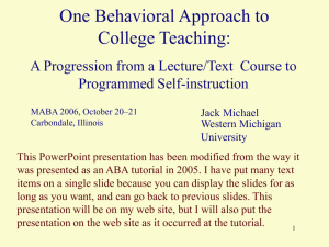 One Behavioral Approach to College Teaching