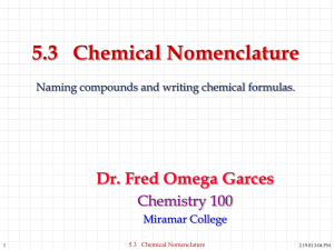 5.3 Chemical Nomenclature