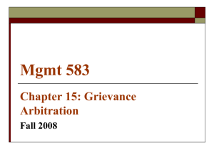 Mgmt 583 Chapter 15 Grievance Arbitration