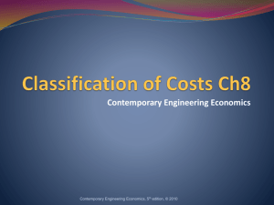 Classification of Costs - Engineering Economics Analysis