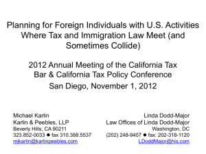 Planning for Foreign Individuals with U.S. Activities Where Tax and