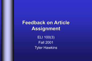 Feedback on Draft 1 of Article Outline/Summary/Critique Paper