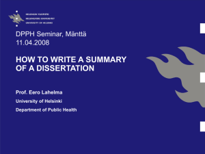 How to write a summary of a dissertation
