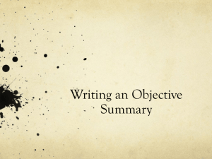 Writing an Objective Summary