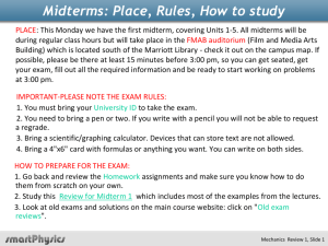 Review for Midterm 1 - Department of Physics & Astronomy at the