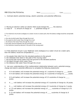 Potential Difference Calculations Worksheet - science