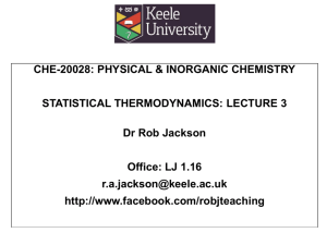 Statistical Thermodynamics Lecture 3