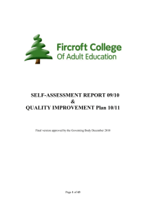 Self Assessment Report and Quality Improvement Plan