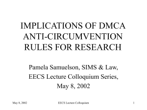 Implications of DMCA Anti-Circumvention Rules for Research