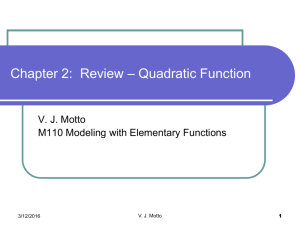 Review of Quadratic Functions