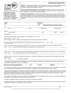 Employment Application Welcome to The Research Foundation for