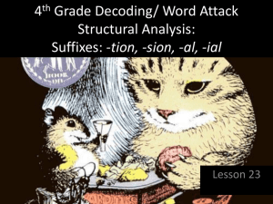 4th Grade Decoding/ Word Attack Structural Analysis: Suffixes: