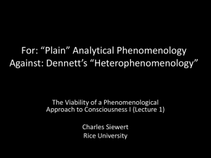 Dennett: Heterophenomenology