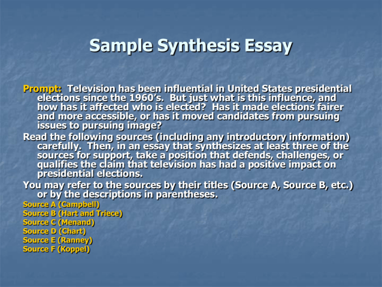 Sample Synthesis Essay Question