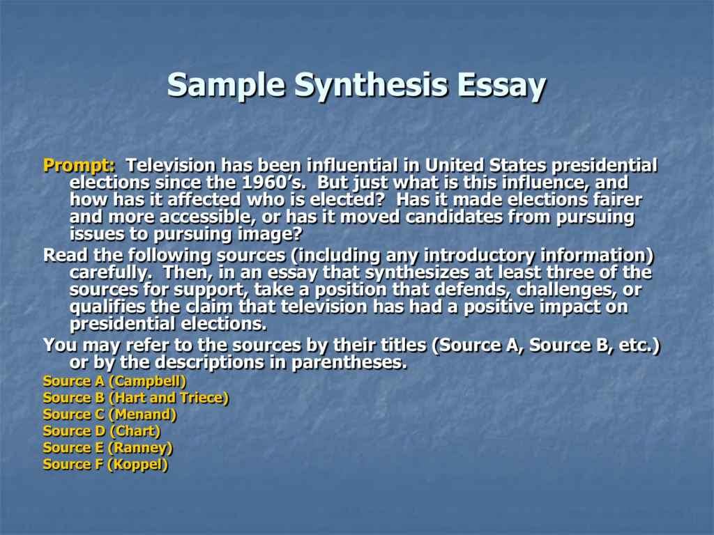 synthesis essay example question