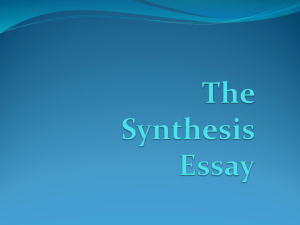 Writing a Synthesis Essay - Fort Thomas Independent Schools