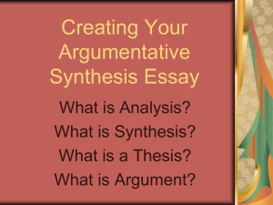 The Argumentative Synthesis Essay