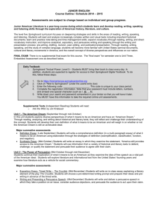 JUNIOR ENGLISH Course Outline / Schedule 2014 – 2015