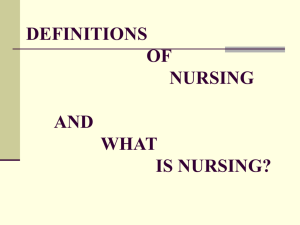 Definitions of Nursing and what is Nursing