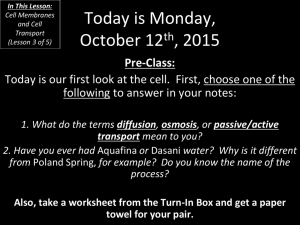 Unit 2 Lesson 3 - Cell Membranes and Cell Transport