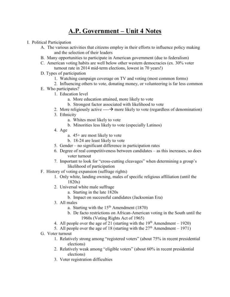 AP Government Unit 4 Notes