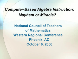 Computer-Based Algebra - Austin Peay State University