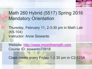 Math 260 Hybrid Orientation ()