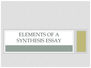 Elements of a Synthesis Essay