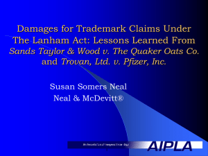 Damages In Trademark Claims Under The