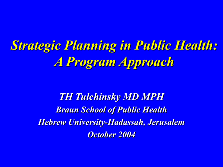 Strategic Planning In Public Health