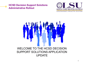 HCSD Decision Support Solutions Administrative