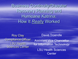 Business Continuity/Disaster Recovery Planning and Hurricane