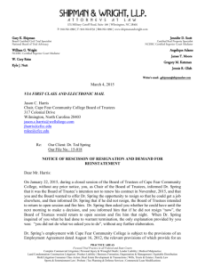 Letter demanding for reinstatement