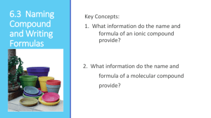 6.3 Naming Compound and Writing Formulas