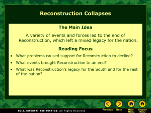 Lesson 12-4: Reconstruction Collapses