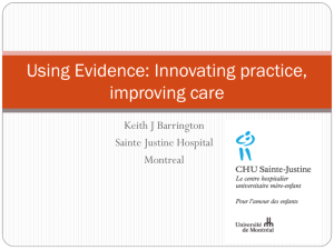 Using Evidence: Innovating practice, improving