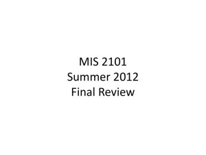 MIS 2101 Summer 2012 Final Review