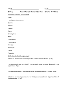 Sexual Reproduction and Genetics Outline