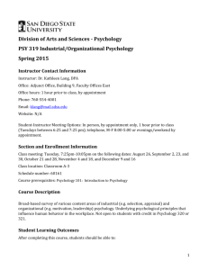 PSY 319 Industrial/Organizational Psychology