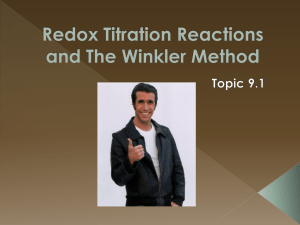 Redox Titration Reactions and The Winkler Method