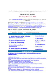 Corporate Law Bulletin 87 - November 2004