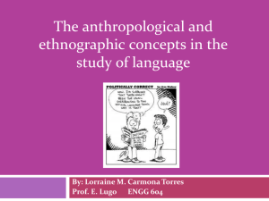 Anthropolocial and ethnograpic aspects of language