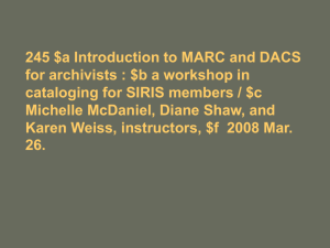 245 |a Using MARC 21 for description and access : |b a workshop in