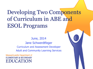 Developing Two Components of Curriculum in ABE and ESOL