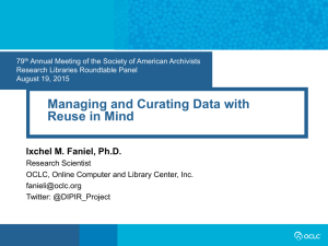 Managing and curating data with reuse in mind