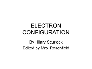 Chapter 5 - ELECTRON CONFIGURATION w Quantum Numbers